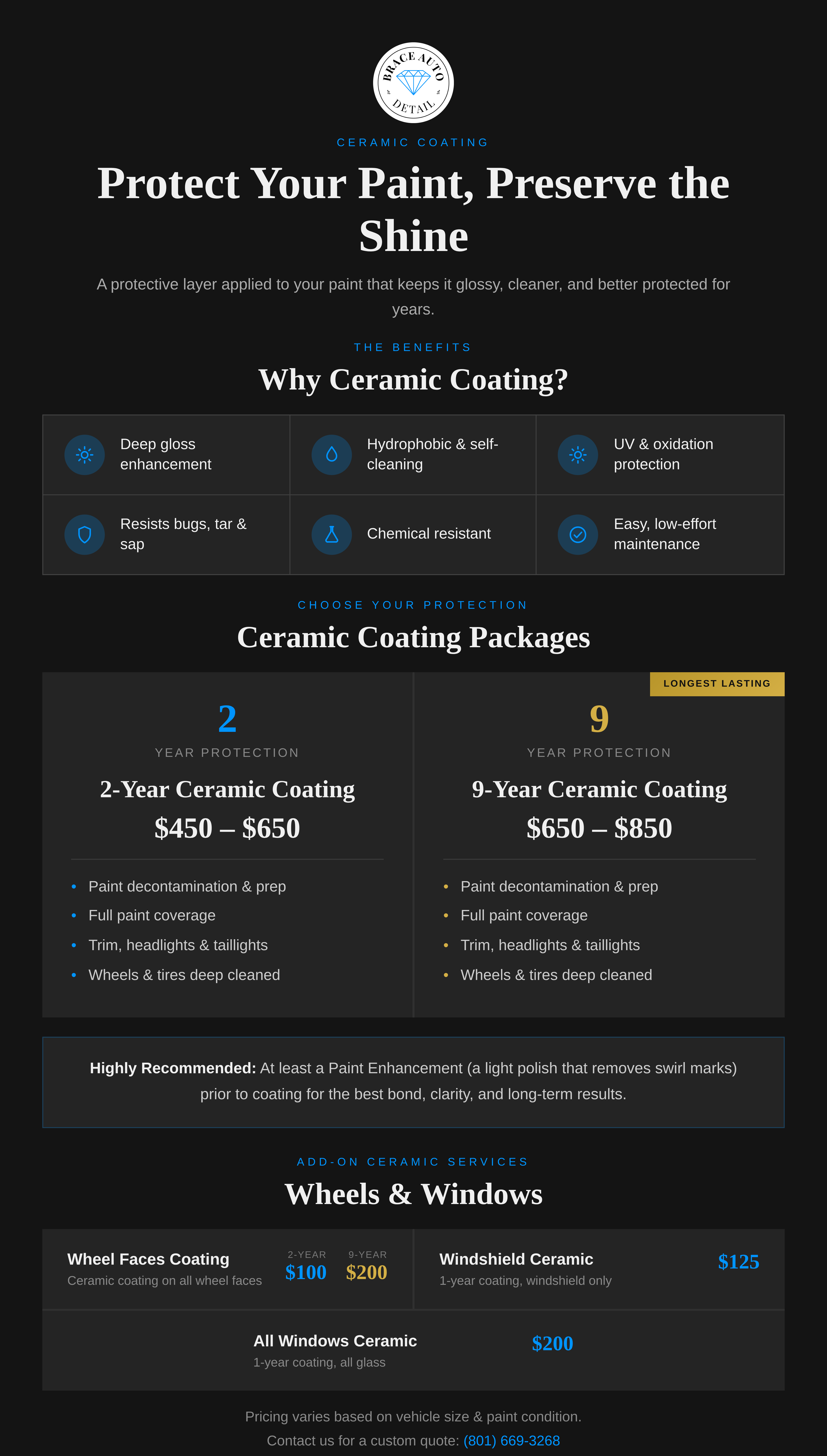 Ceramic Coating Packages — 2-Year and 9-Year