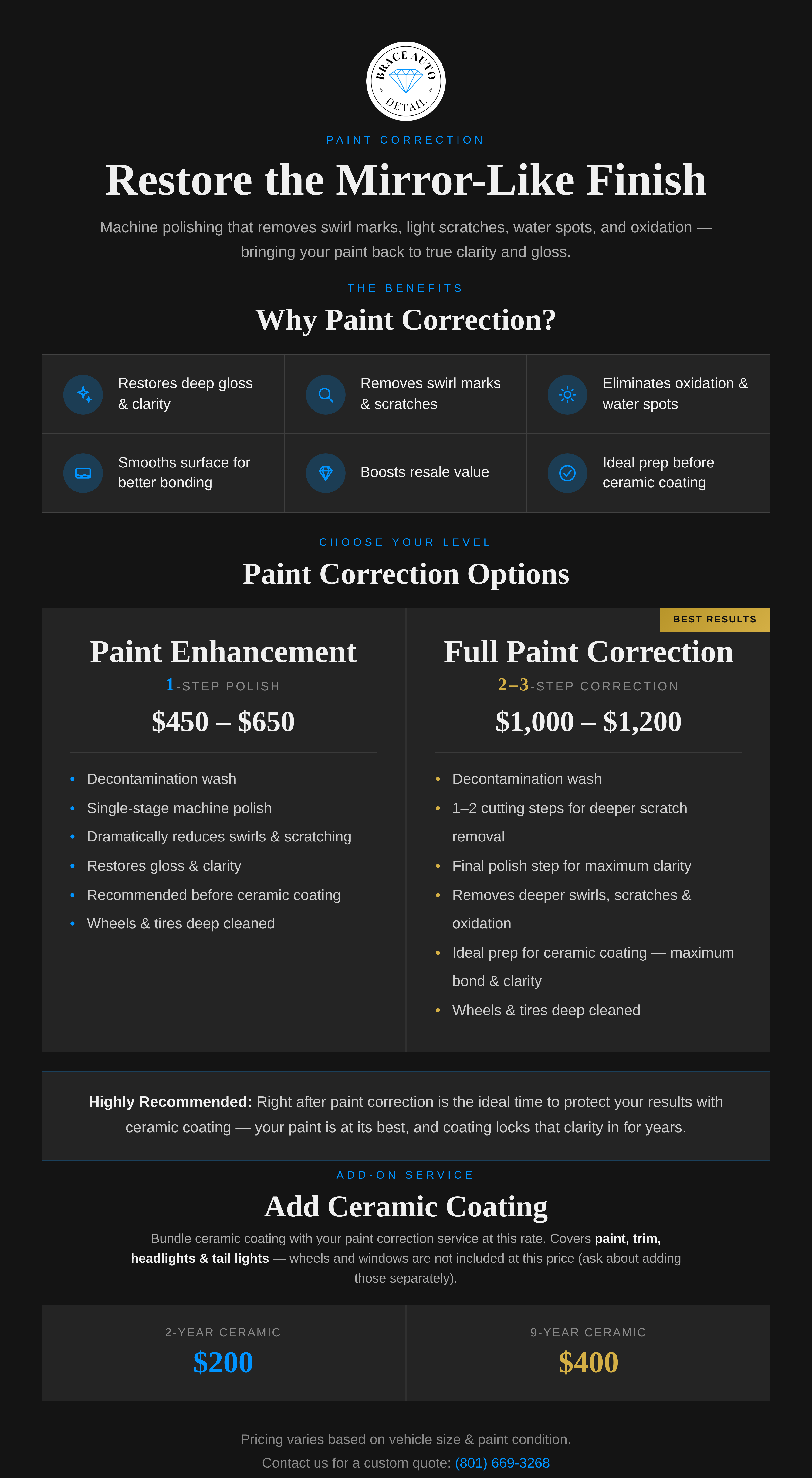 Paint Correction Packages — Enhancement and Full Correction